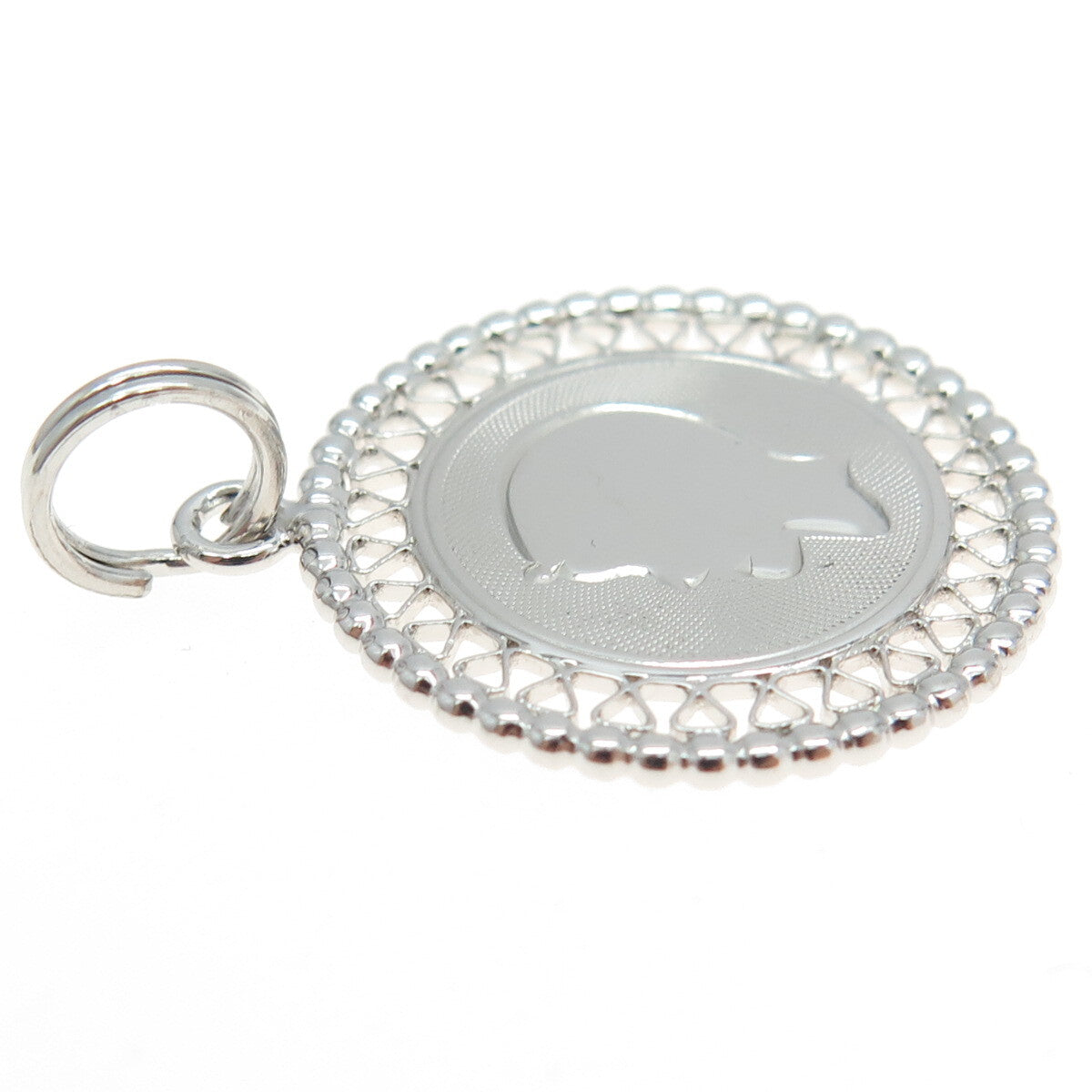 925 Sterling Silver Vintage Boy Filigree Round Charm Pendant