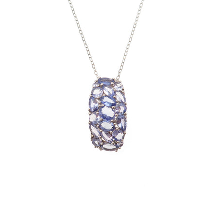 Chuck Clemency 925 Sterling Silver Real Tanzanite Cable Chain Necklace 20"