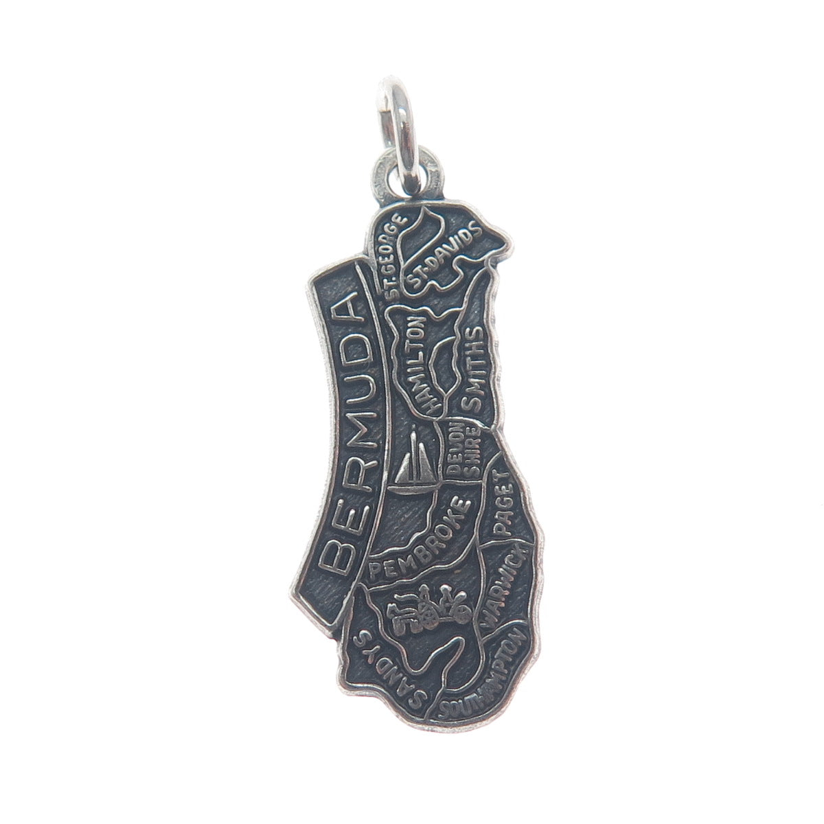 FRENCH & FRANKLIN Sterling Silver Vintage Bermuda Oxidized Minimalist Pendant
