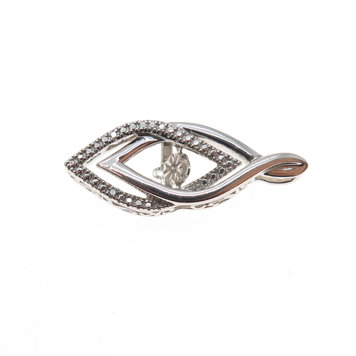 925 Sterling Silver Real Diamond Accent Interlocked Slide Charm Pendant