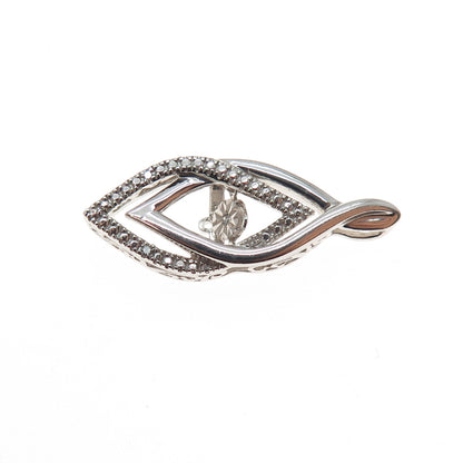 925 Sterling Silver Real Diamond Accent Interlocked Slide Charm Pendant