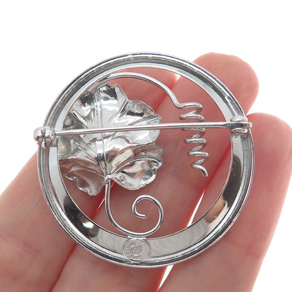 CURTIS CURTMAN 925 Sterling Silver Vintage Modernist Floral Pin Brooch