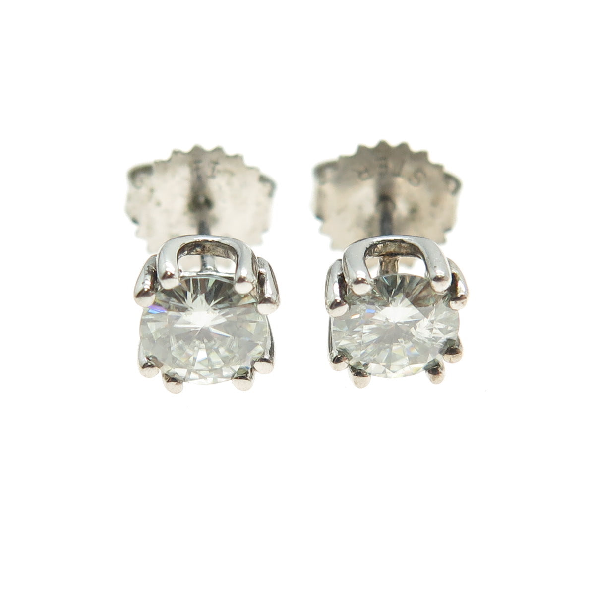 925 Sterling Silver Real Round-Cut Moissanite Stud Earrings