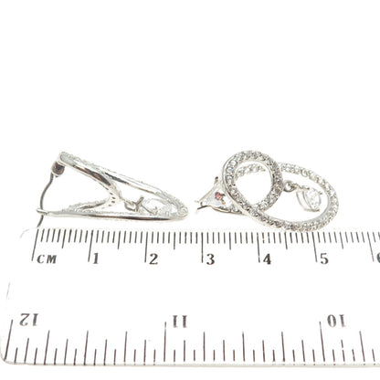 925 Sterling Silver Round & Pear-Cut C Z Twisted Earrings