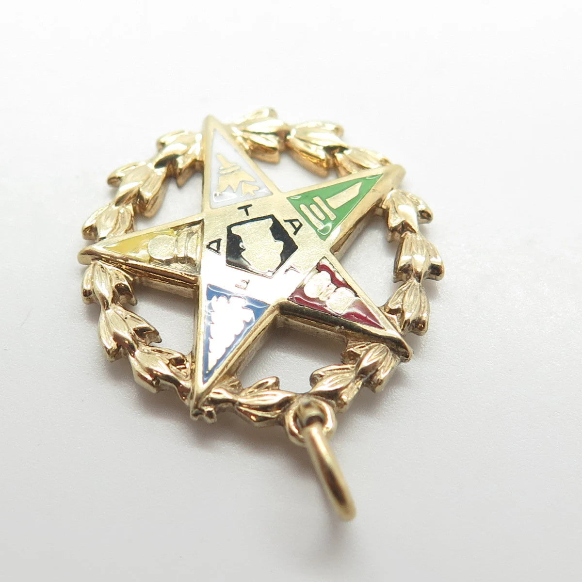 925 Sterling Silver Gold Plated Vintage Griffith & Sons Co Enamel Wreath Pendant