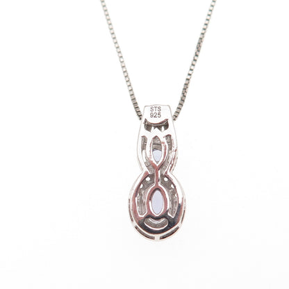 Chuck Clemency 925 Sterling Real Tanzanite & White Topaz Box Chain Necklace 18"