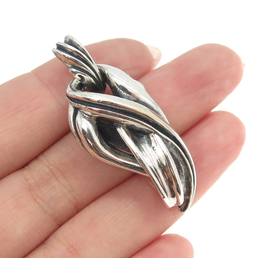 SKILL FULL SILVERSMITHS 925 Sterling Silver Vintage Ribbed Modernist Pendant