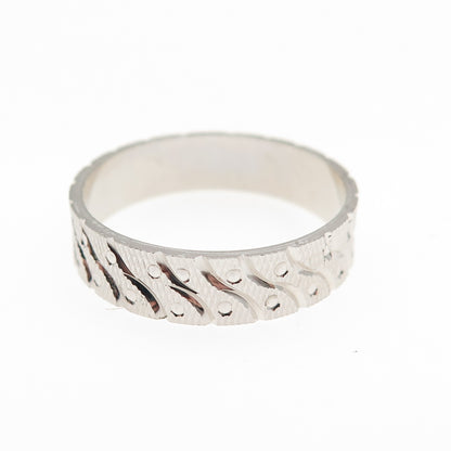 AMRY 925 Sterling Silver Vintage Textured Band Ring Size 8