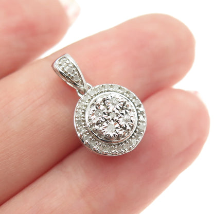 SUN 925 Sterling Silver Real Round-Cut Diamond Sparkle Minimalist Pendant