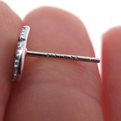 925 Sterling Silver Lab-Created Sapphire Ruby & Multi-Color C Z Heart Earrings