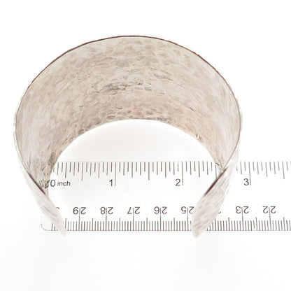 925 Sterling Vintage Hammered Heavy 101.7g Oxidized Adjustable Wide Bracelet 8"
