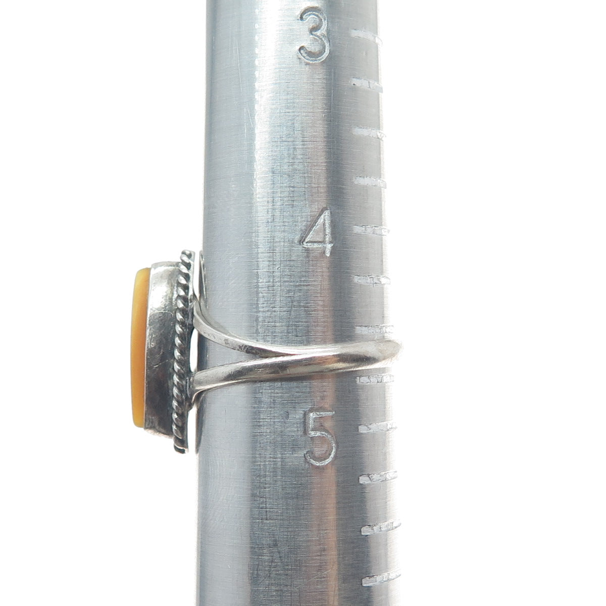 Old Pawn 925 Sterling Silver Vintage Southwestern MOP Tribal Ring Size 4.75