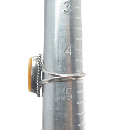 Old Pawn 925 Sterling Silver Vintage Southwestern MOP Tribal Ring Size 4.75