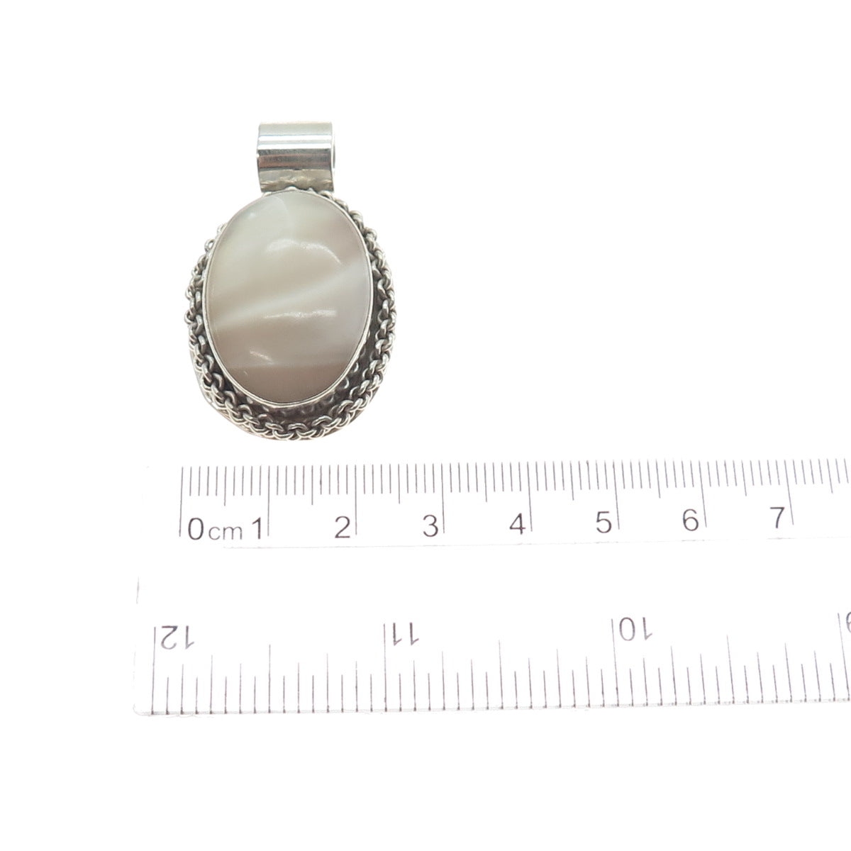 925 Sterling Silver Vintage Mexico Real Mother-of-Pearl Charm Pendant