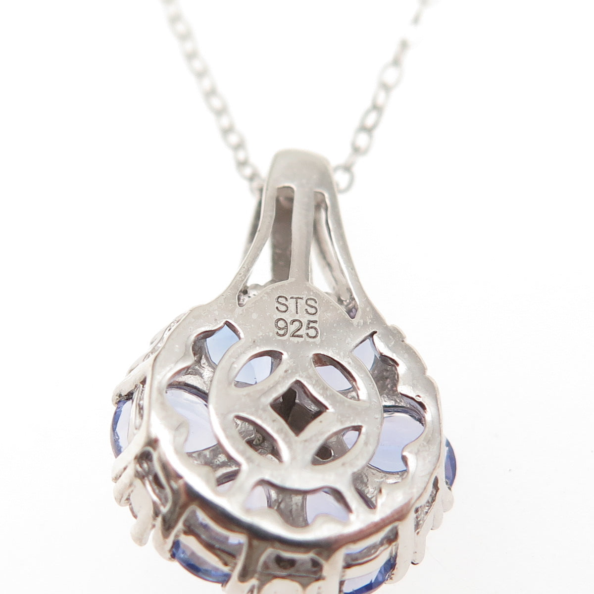 Chuck Clemency 925 Sterling Silver Real Tanzanite White Topaz Chain Necklace 20"