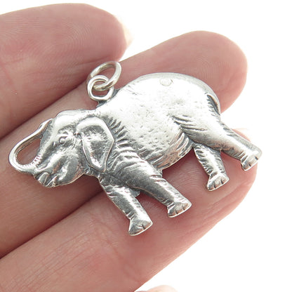 925 Sterling Silver Vintage Elephant For Good Luck 3D Pendant