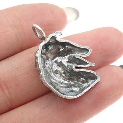 925 Sterling Silver Vintage Collie Dog Oxidized Charm Pendant