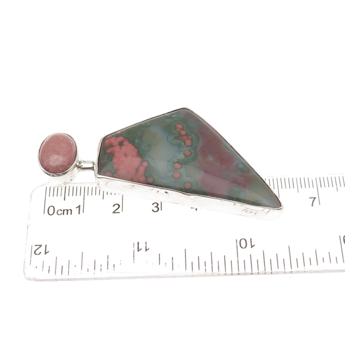 Stanley Bain Navajo Old Pawn Sterling Silver Vintage Agate & Rhodonite Pendant
