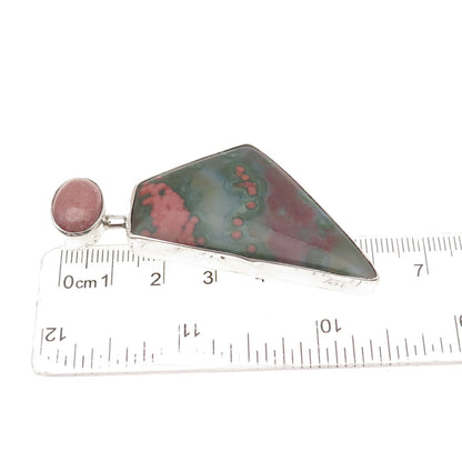 Stanley Bain Navajo Old Pawn Sterling Silver Vintage Agate & Rhodonite Pendant