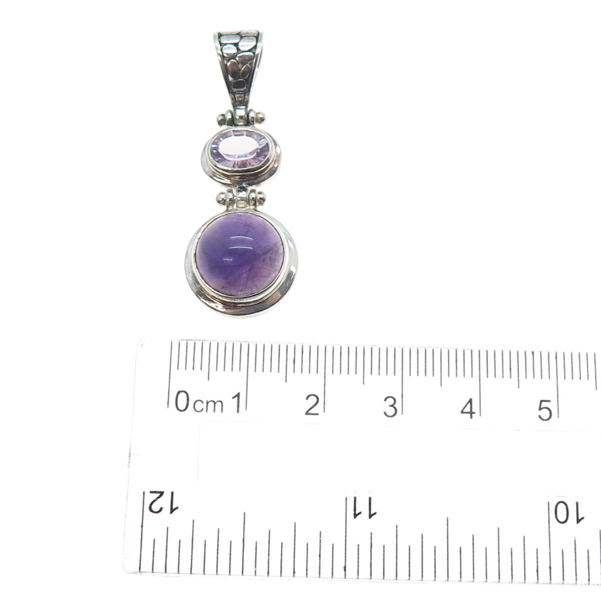925 Sterling Silver Vintage Real Amethyst & Kunzite Charm Pendant
