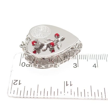 MARK MERCY 925 Sterling Silver Vintage Rhinestone Happy Birthday Heart Pendant