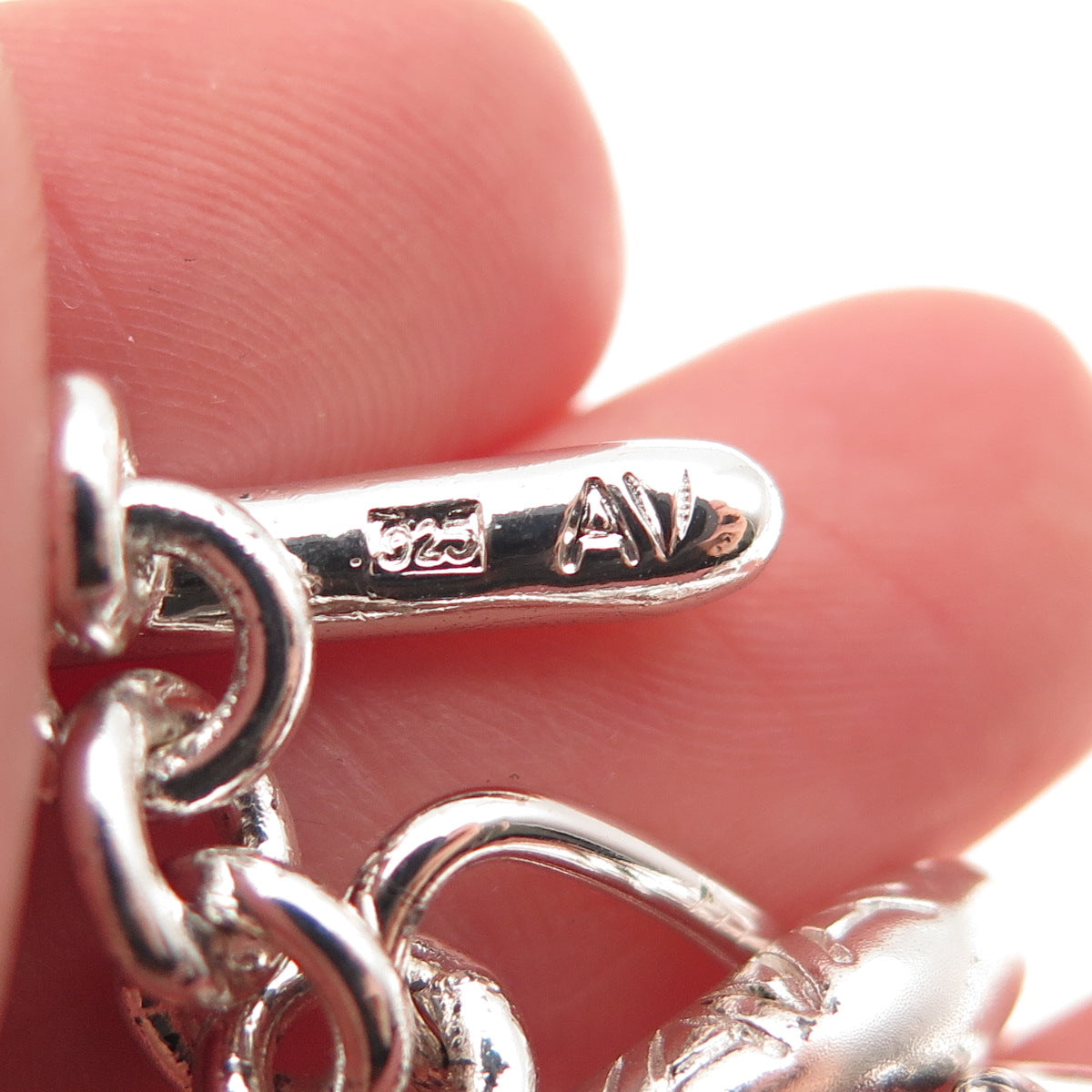 AV ARGENTO VIVO 925 Sterling Silver Vintage Necklace Toggle Clasp Extension 4.5"