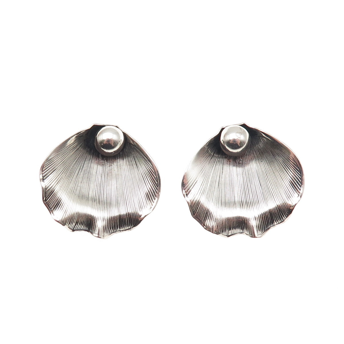 925 Sterling Silver Antique Art Deco Calla Lily Oxidized Clip On Earrings