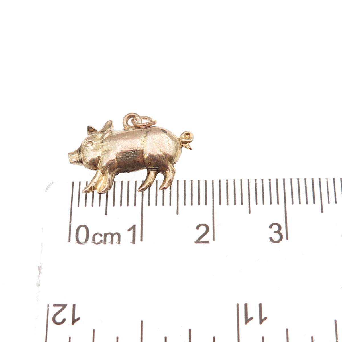 9K Gold Antique Victorian Luck Pig 3D Hollow Charm Pendant