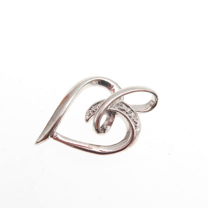 925 Sterling Silver Round-Cut C Z Heart Mini Charm Pendant