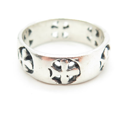 925 Sterling Silver Vintage Cross Band Ring Size 10.25