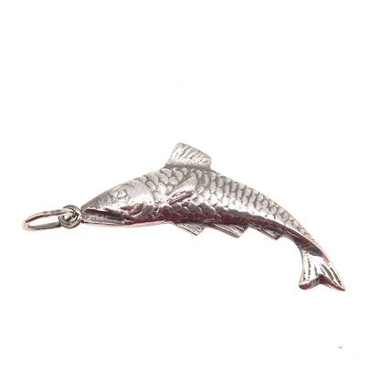 900 Silver Vintage Koi Fish Oxidized Charm Pendant