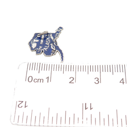 FRENCH & FRANKLIN 925 Sterling Silver Vintage Enamel Alaska State Mini Pendant