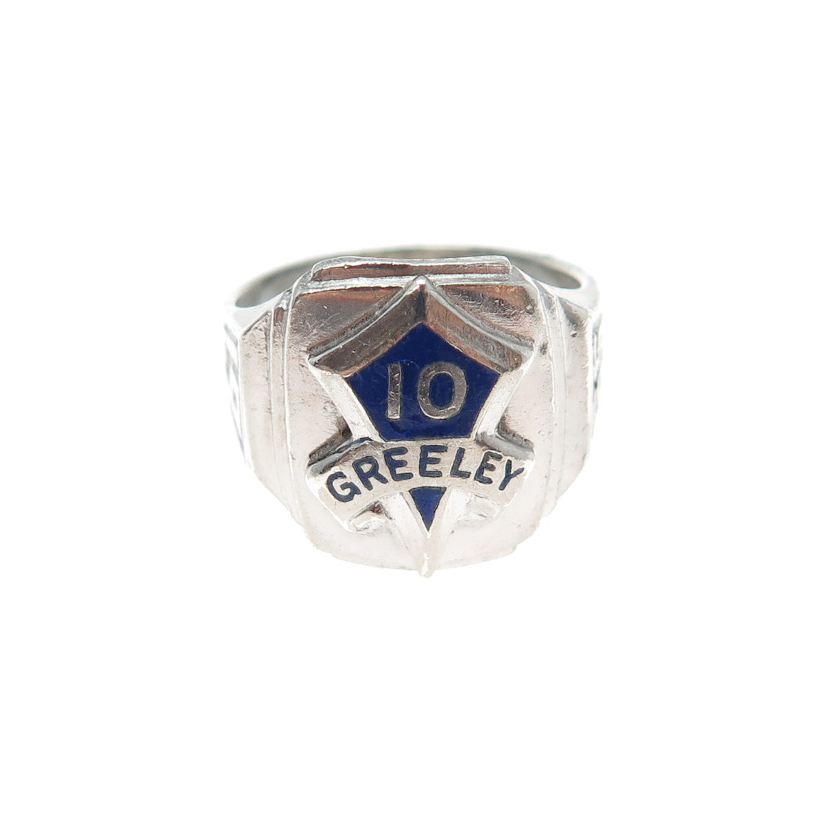 REED & CO. 925 Sterling Silver Vintage 1965 Enamel Greeley School 10 Ring Size 5