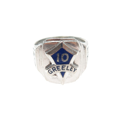 REED & CO. 925 Sterling Silver Vintage 1965 Enamel Greeley School 10 Ring Size 5