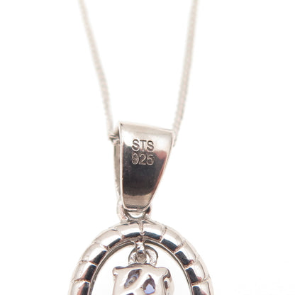 Chuck Clemency 925 Sterling Silver Real Tanzanite White Topaz Chain Necklace 20"
