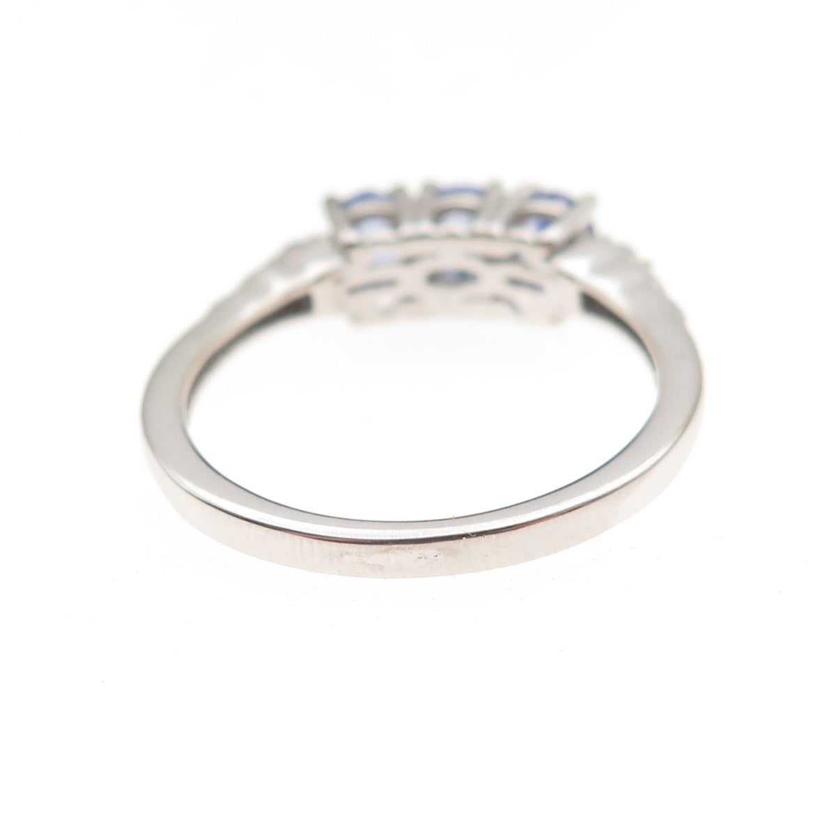 Chuck Clemency 925 Sterling Silver Real Oval & Round-Cut Tanzanite Ring Size 8