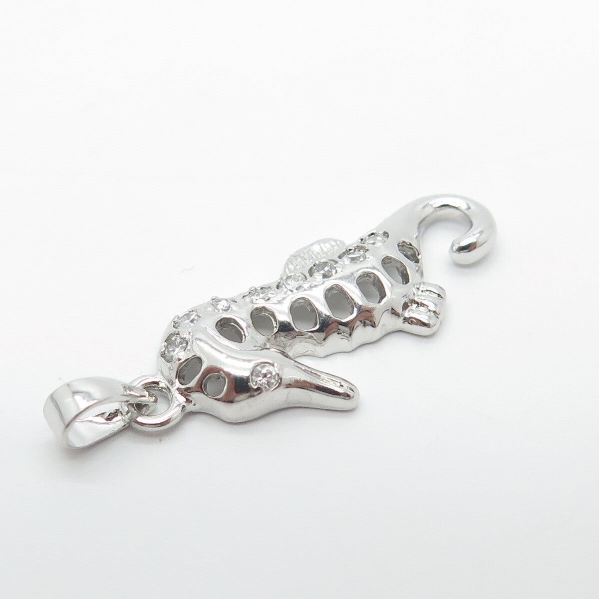 925 Sterling Silver C Z Seahorse Pendant