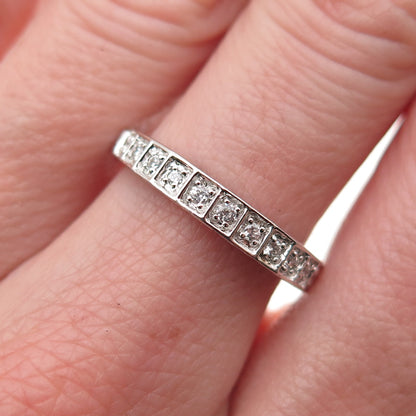 925 Sterling Silver Round-Cut C Z Half Eternity Band Ring Size 7