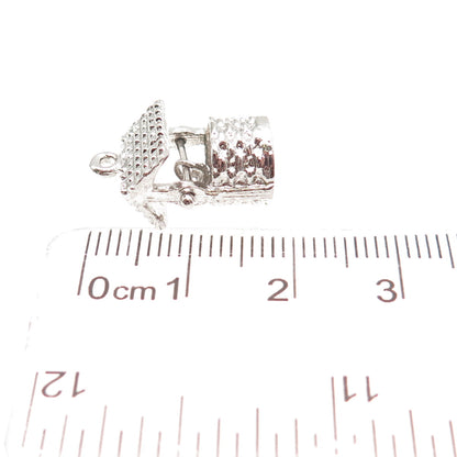 925 Sterling Silver Vintage Water Well 3D Mini Charm Pendant