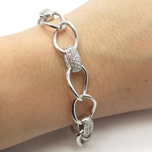 925 Sterling Silver C Z Cuban Link Bracelet 6.25"