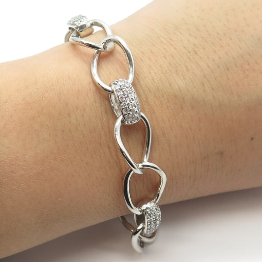 925 Sterling Silver C Z Cuban Link Bracelet 6.25"