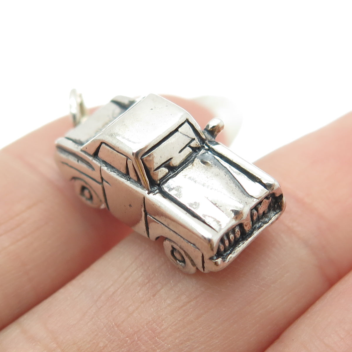 925 Sterling Silver Vintage Retro Car 3D Pendant