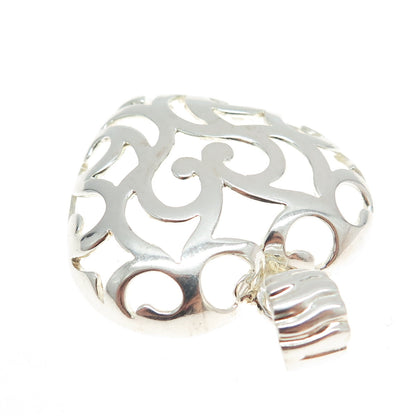 MILOR 925 Sterling Silver Vintage Italy Ornate Heart Pendant