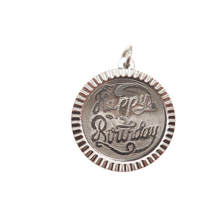 925 Sterling Silver Vintage ISJC Happy Birthday Mini Charm Pendant