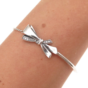 Pandora 925 Sterling Silver C Z Brilliant Bow Adjustable Bracelet 6-7.25"