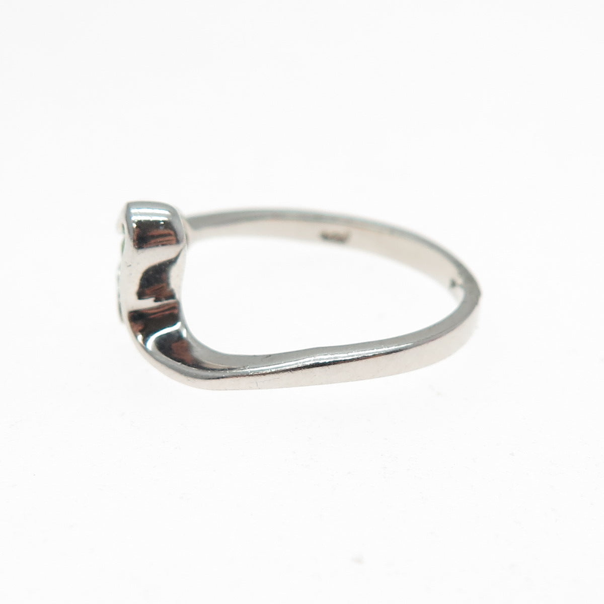 925 Sterling Silver Real Round-Cut Peridot Modernist Heart Ring Size 8