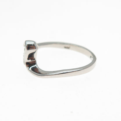 925 Sterling Silver Real Round-Cut Peridot Modernist Heart Ring Size 8