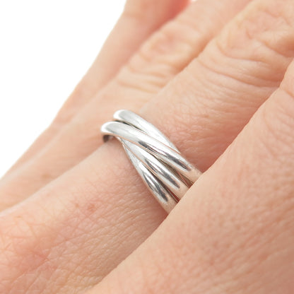 NEVADA 925 Sterling Silver Vintage Interlocked 5-Band Ring Size 8.25