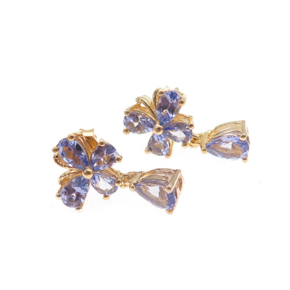 Chuck Clemency 925 Sterling Silver Gold Plated Real Tanzanite Butterfly Earrings