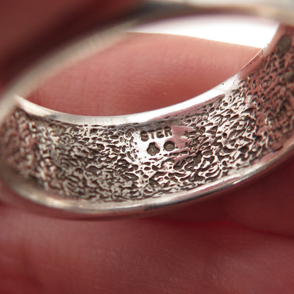 Silver Fox Old Pawn 925 Sterling Vintage Enamel Wolf Paw Band Ring Size 12